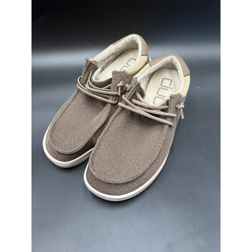 Hey Dude Paul Sox Mens 7 Loafers Shitake Brown Knit Slip On Shoes 112341563